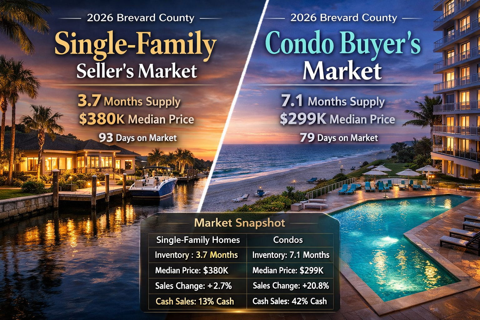 Is Brevard County a Buyer’s or Seller’s Market for Single-Family Homes vs. Condos Right Now?