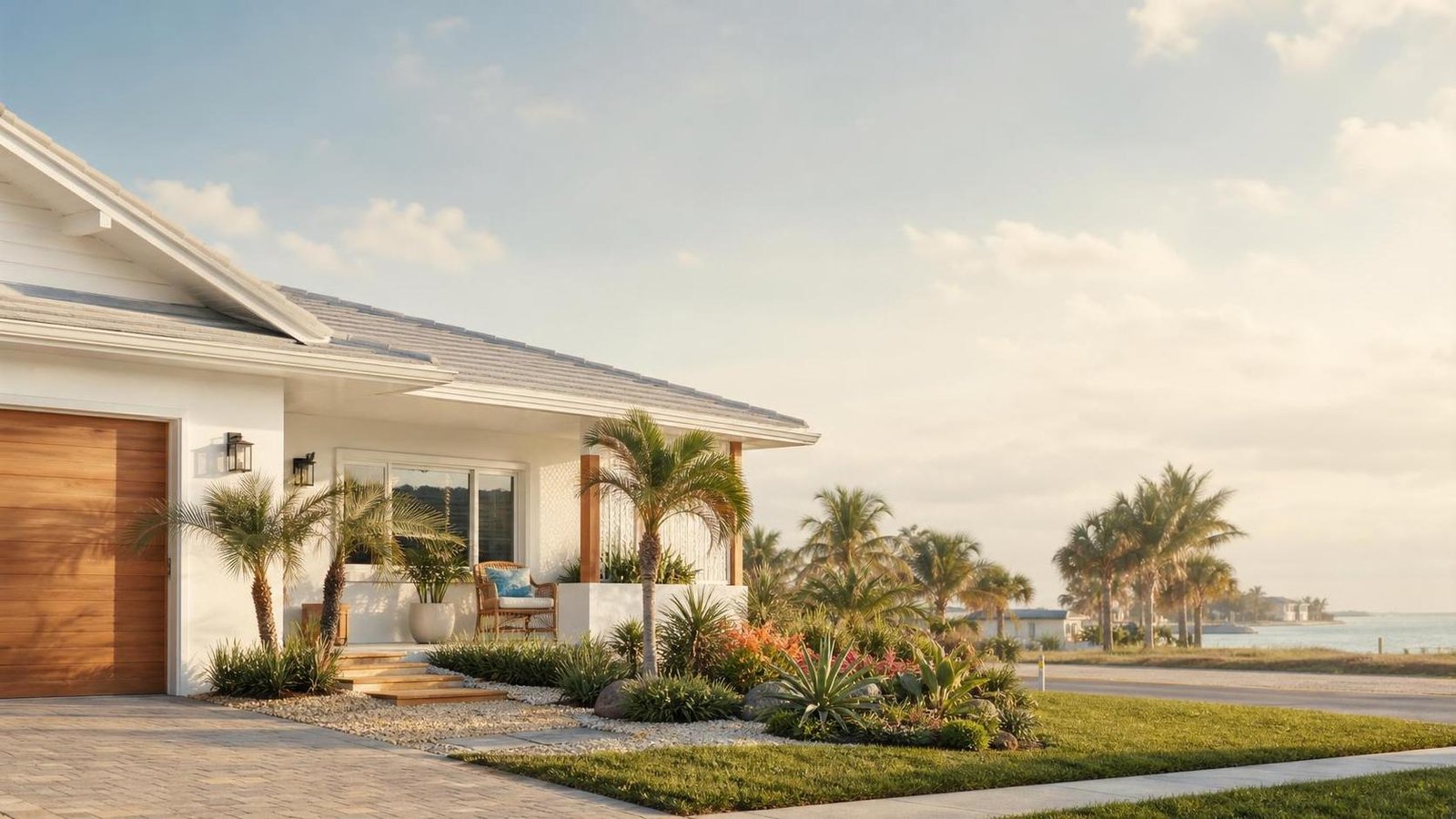 Coastal Brevard County starter home with newer roof at golden hour